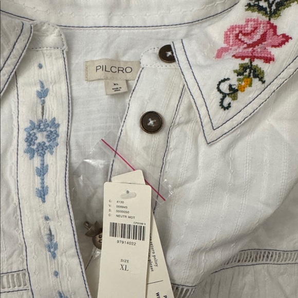 NWT XL - Anthropologie 100% Cotton Embroidered Swing Shirt Dress - Picture 16 of 16